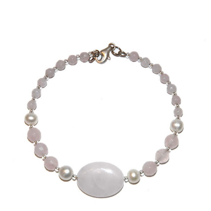 Rose quartz and pearls bracelet